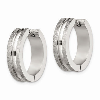 Stainless Steel Polished & Laser Cut Hinged Hoop Earrings