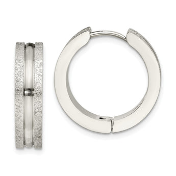 Stainless Steel Polished & Laser Cut Hinged Hoop Earrings