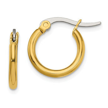 Stainless Steel Gold IP plated 15.5mm Hoop Earrings