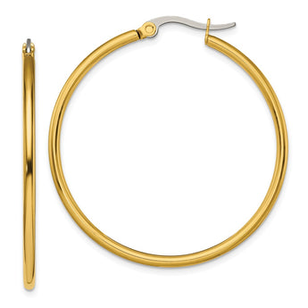 Stainless Steel Gold IP plated 40mm Hoop Earrings