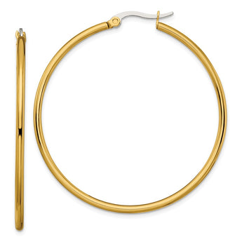 Stainless Steel Gold IP plated 48mm Hoop Earrings