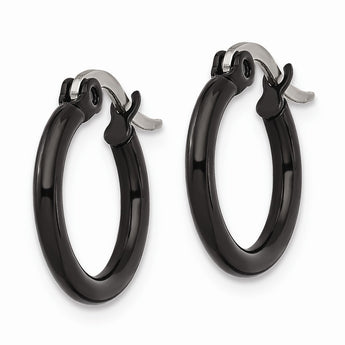 Stainless Steel Black IP plated 15.5mm Hoop Earrings