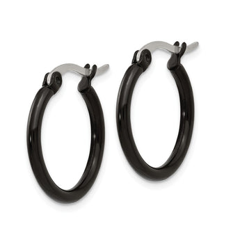 Stainless Steel Black IP plated 19mm Hoop Earrings