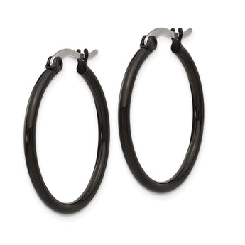 Stainless Steel Black IP plated 26mm Hoop Earrings