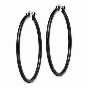 Stainless Steel Black IP plated 40mm Hoop Earrings