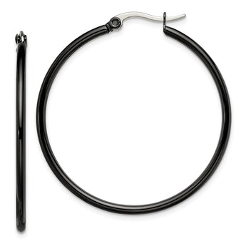 Stainless Steel Black IP plated 40mm Hoop Earrings