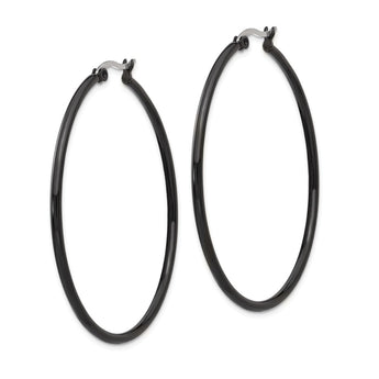 Stainless Steel Black IP plated 48mm Hoop Earrings