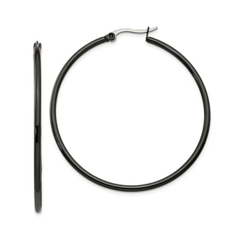 Stainless Steel Black IP plated 48mm Hoop Earrings