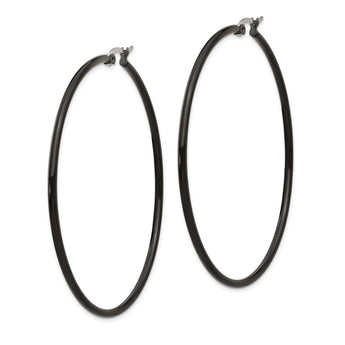 Stainless Steel Black IP plated 60mm Hoop Earrings