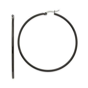 Stainless Steel Black IP plated 60mm Hoop Earrings