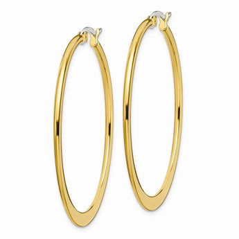 Stainless Steel Gold IP plated Tapered 43mm Hoop Earrings