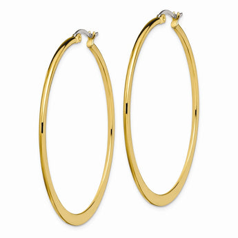 Stainless Steel Gold IP plated Tapered 50mm Hoop Earrings