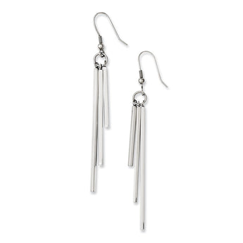 Stainless Steel Polished Fancy Bar Dangle Earrings