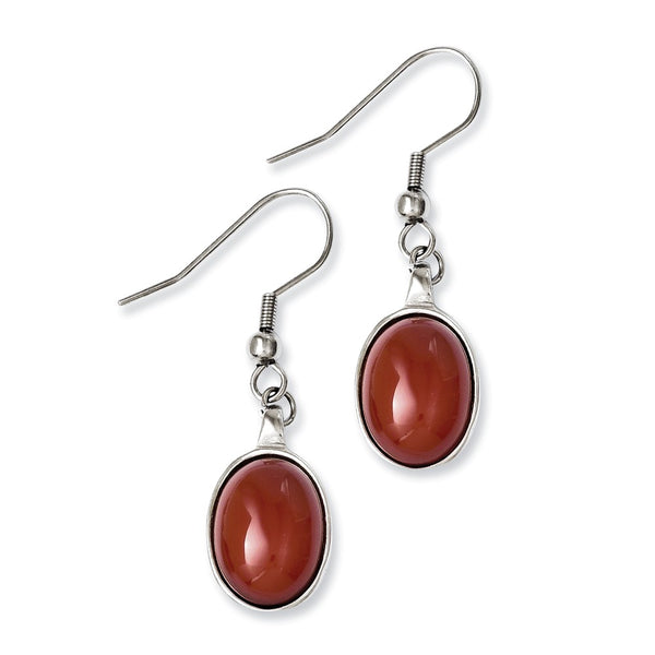 Stainless Steel Red Agate Earrings