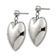 Stainless Steel Polished Puff Heart Post Dangle Earrings