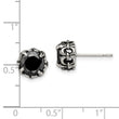 Stainless Steel Black CZ Antiqued Post Earrings