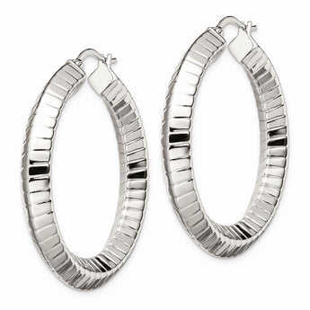 Stainless Steel Textured Hollow Hoop Earrings