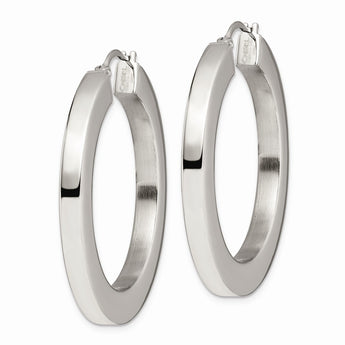 Stainless Steel Polished Hollow 30mm Flat Hoop Earrings