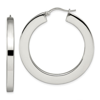 Stainless Steel Polished Hollow 30mm Flat Hoop Earrings