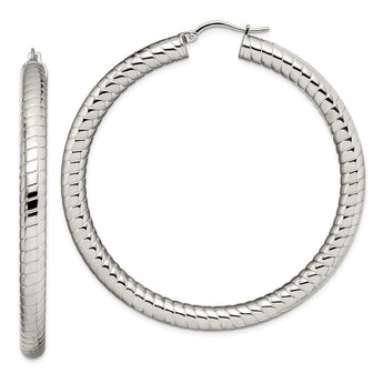 Stainless Steel Textured Hollow Hoop Earrings