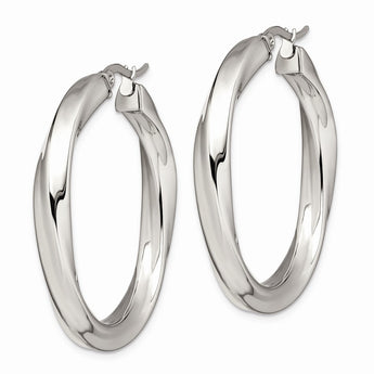 Stainless Steel Twisted Polished Hollow Hoop Earrings