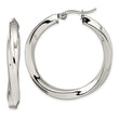 Stainless Steel Twisted Polished Hollow Hoop Earrings