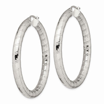 Stainless Steel Textured Hollow Hoop Earrings