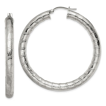 Stainless Steel Textured Hollow Hoop Earrings