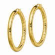 Stainless Steel Yellow IP-plated Textured Hollow Hoop Earrings