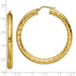 Stainless Steel Yellow IP-plated Textured Hollow Hoop Earrings