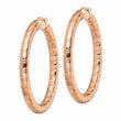 Stainless Steel Rose IP-plated Textured Hollow Hoop Earrings