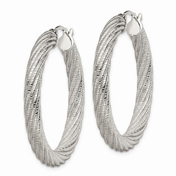 Stainless Steel Textured Hollow Hoop Earrings