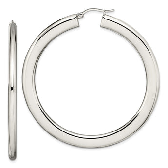 Stainless Steel Polished Hollow Hoop Earrings