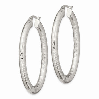 Stainless Steel Textured Hollow Oval Hoop Earrings