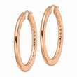 Stainless Steel Rose IP-plated Textured Hollow Oval Hoop Earrings