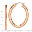 Stainless Steel Rose IP-plated Textured Hollow Oval Hoop Earrings