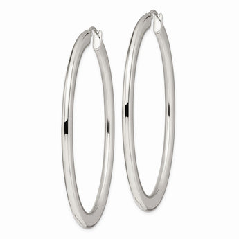 Stainless Steel Polished Hollow Oval Hoop Earrings