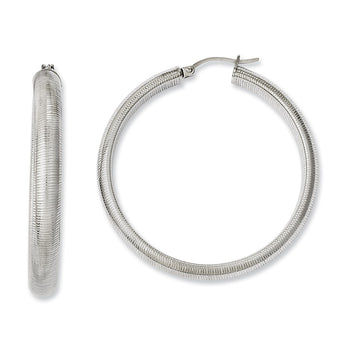 Stainless Steel Textured Hollow Hoop Earrings