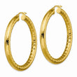 Stainless Steel Yellow IP-plated Textured & Polished Hoop Earrings