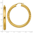 Stainless Steel Yellow IP-plated Textured & Polished Hoop Earrings