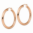 Stainless Steel Rose IP-plated Textured & Polished Hoop Earrings