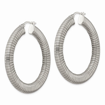 Stainless Steel Textured Hollow Hoop Earrings