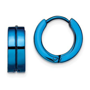 Stainless Steel Blue IP-plated Hinged Hoop Earrings