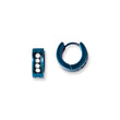 Stainless Steel Blue IP-plated w/CZ Hinged Hoop Earrings