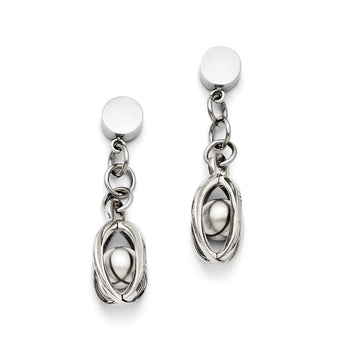 Stainless Steel Polished Post Dangle Earrings