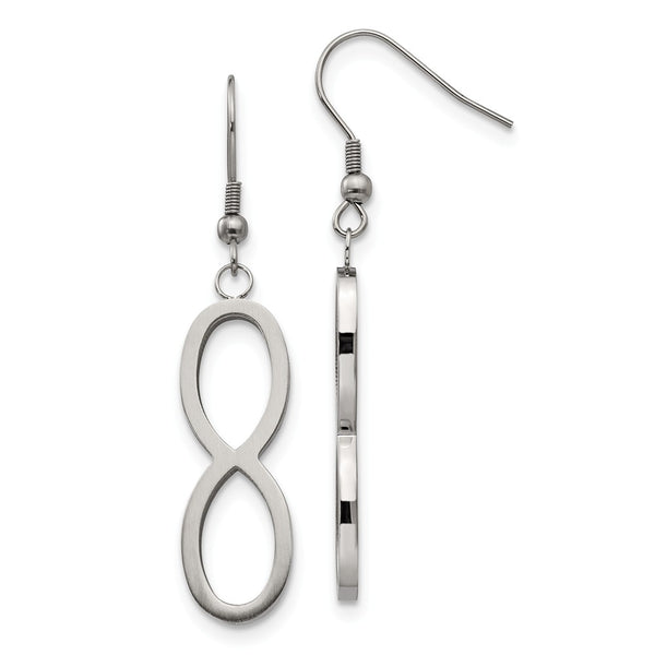 Stainless Steel Brushed/Polished Dangle Infinity Earrings