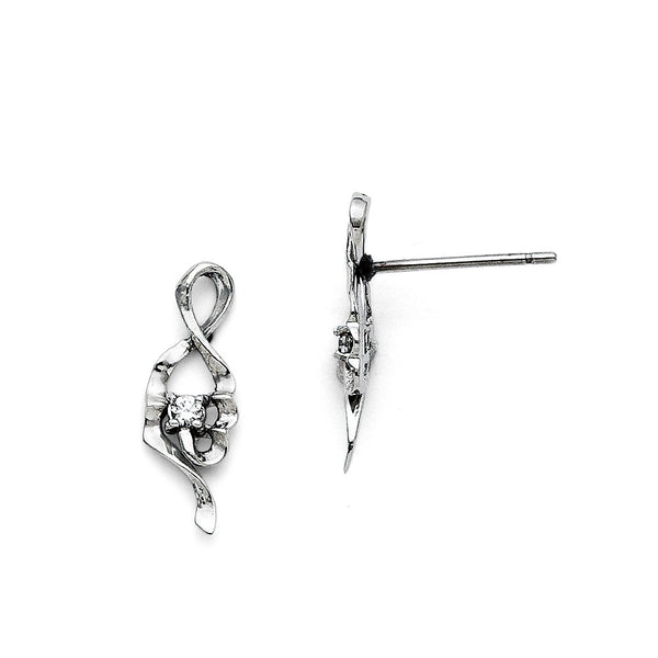 Stainless Steel Polished CZ Post Earrings - Birthstone Company