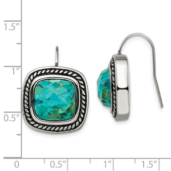 Stainless Steel Antiqued Imitation Turquoise Shepherd Hook Earrings