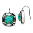 Stainless Steel Antiqued Imitation Turquoise Shepherd Hook Earrings