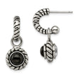 Stainless Steel Reversible CZ and Black Onyx Post Earrings